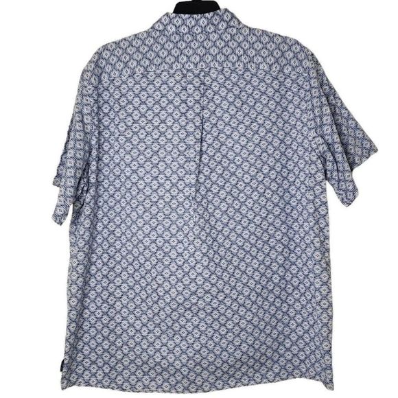 ROWM Big & Tall Mens Short Sleeved Collared Shirt Blue White NWT 2XT Cotton - Picture 3 of 8